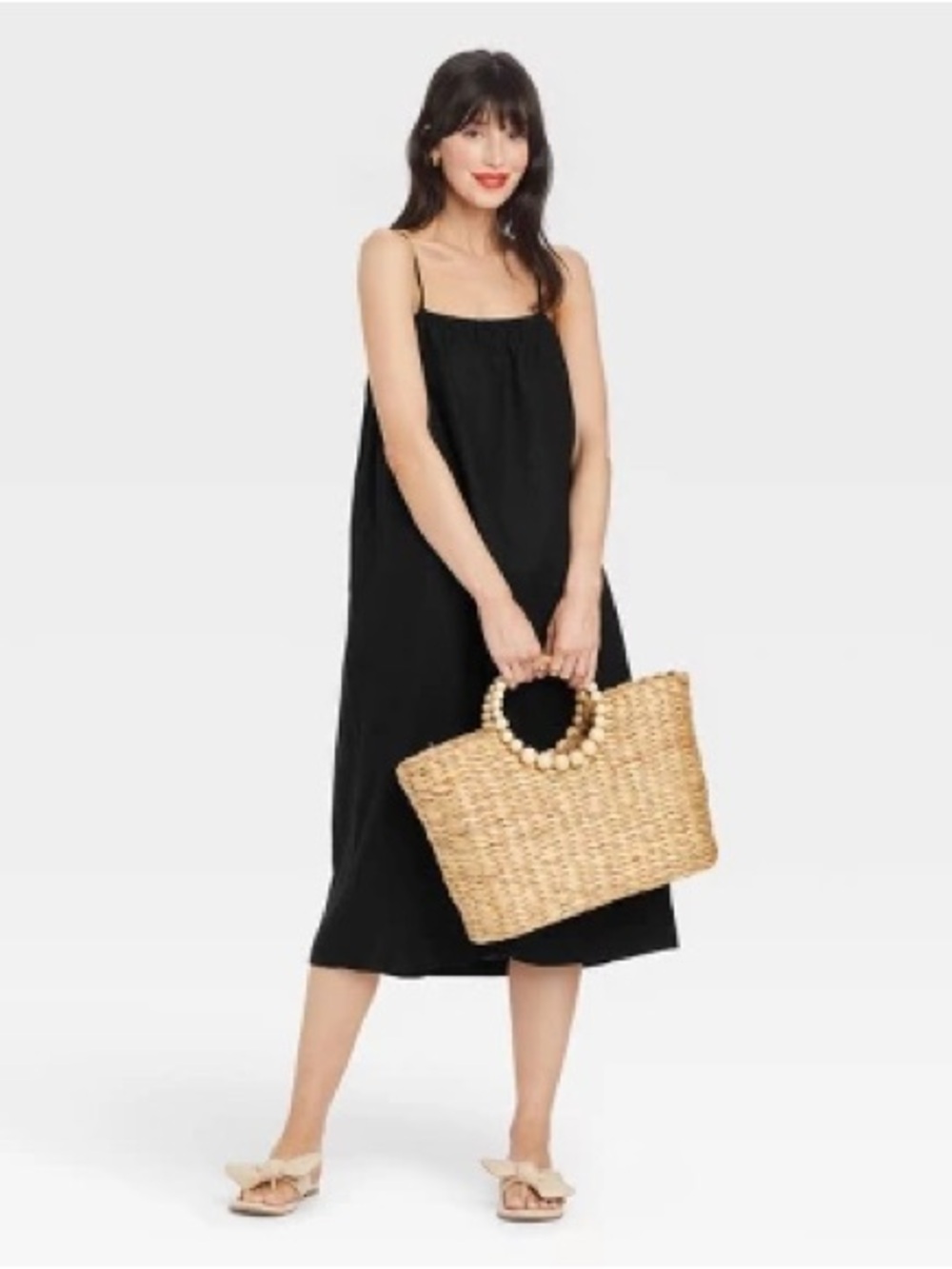 A New Day Easy Linen Tank Dress Black XS
